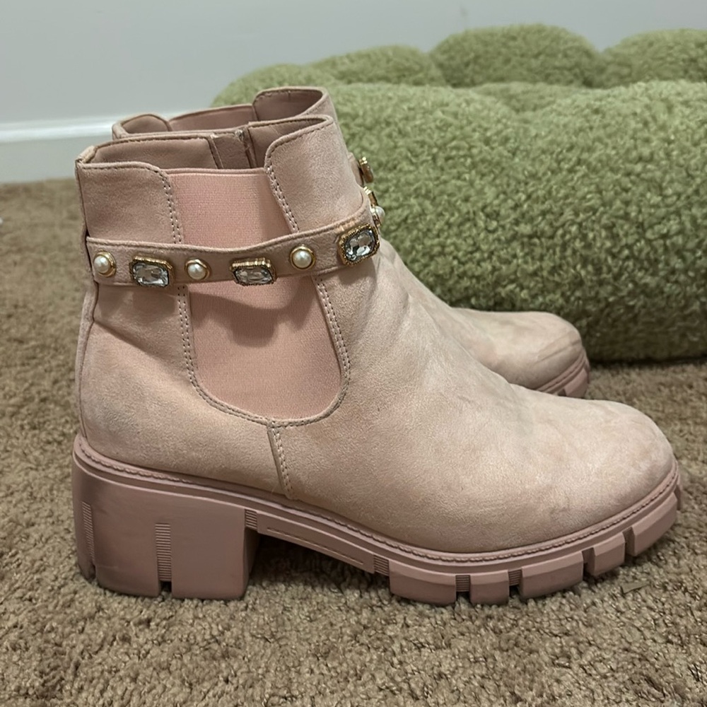 Pink Jeweled Booties
